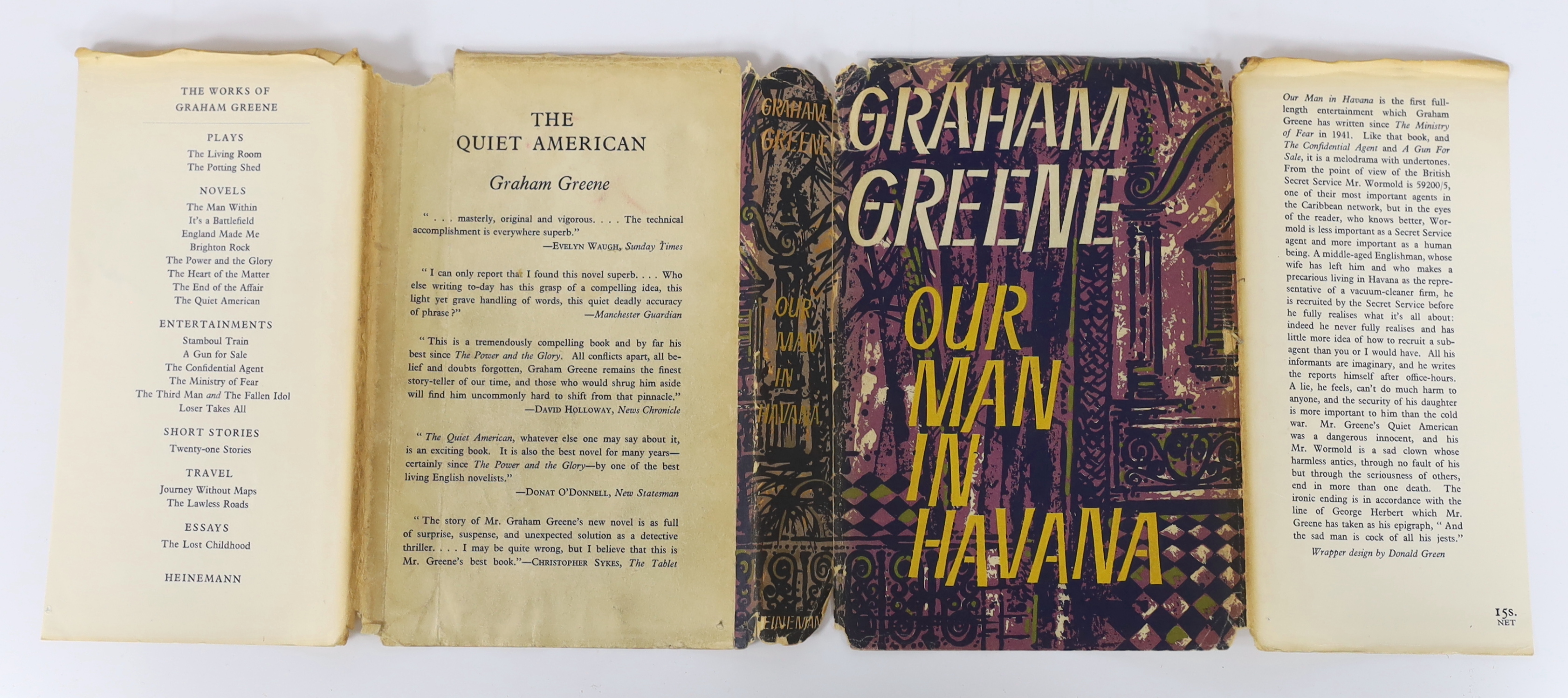 Greene, Grahame - Our Man in Havana, 1st edition, 8vo, original blue cloth, with d/j, Heinemann, London, 1958